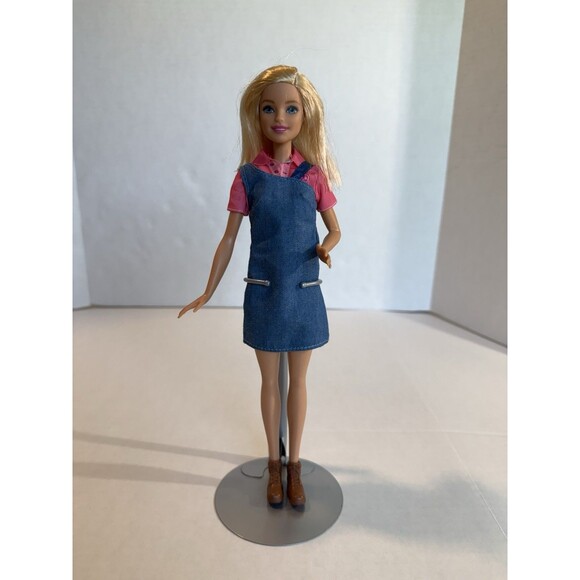 Barbie Other - Mattel Blonde Fashion Doll 2015 W/Cute Denim Outfit W/Boots R49HF Authentic
